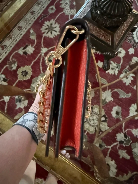 COACH Orange/Red Leather Wallet can be  Crossbody - Picture 3 of 5